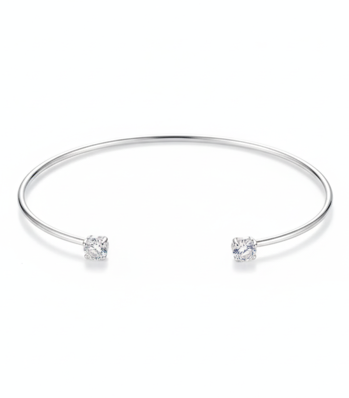 Brazalete corazón con circonia en plata