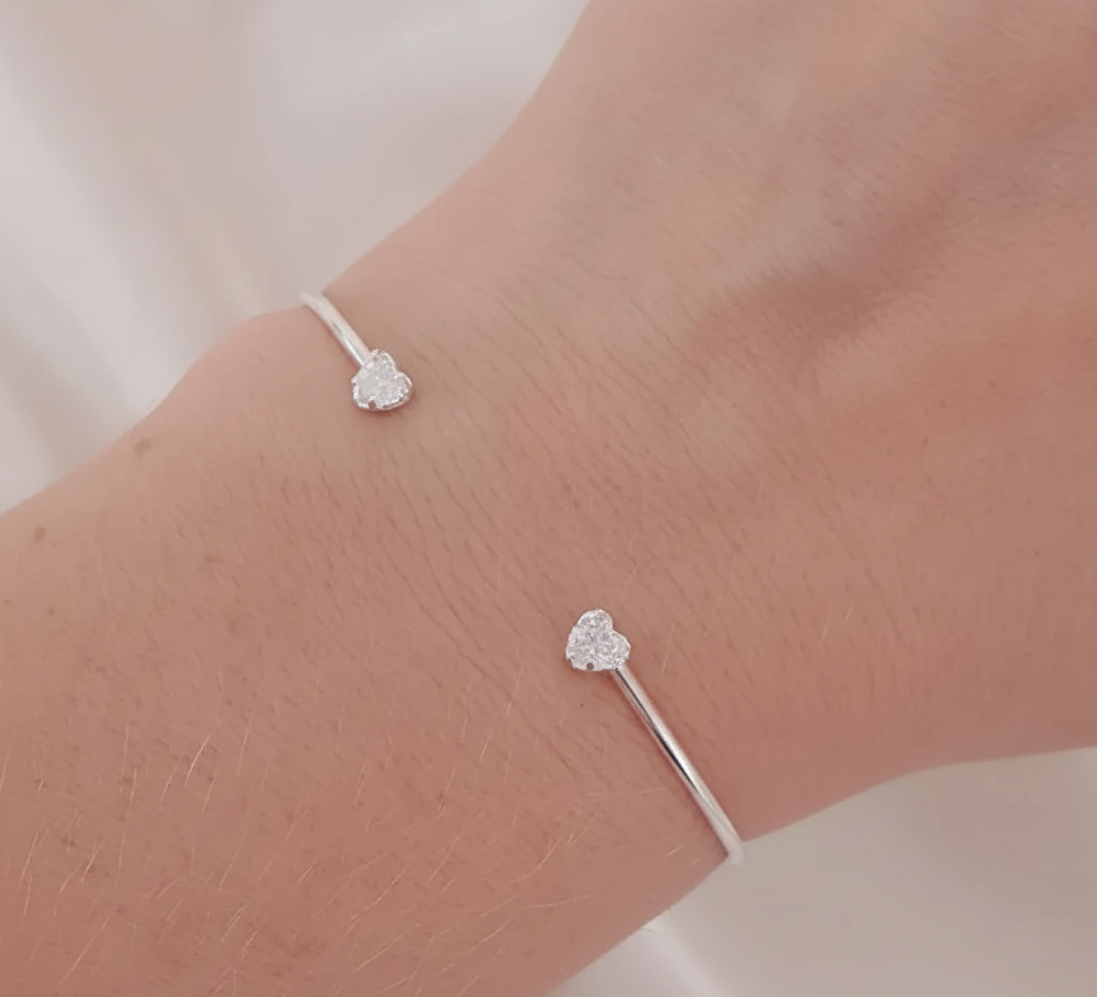 Brazalete corazón con circonia en plata - Imagen 2
