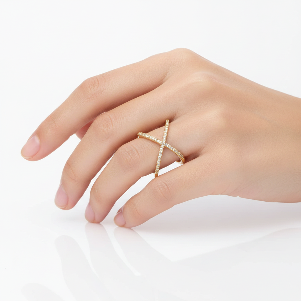 Anillo cruzado circonias - Imagen 2