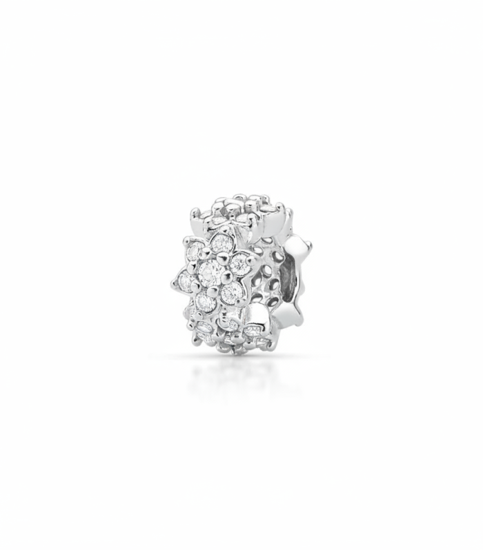 Charm separador Flores de Cristal – Plata 925