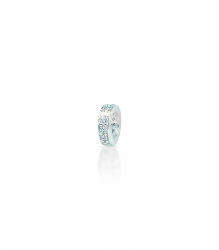 Charm separador 1 Fila Brillante Aqua en plata 925