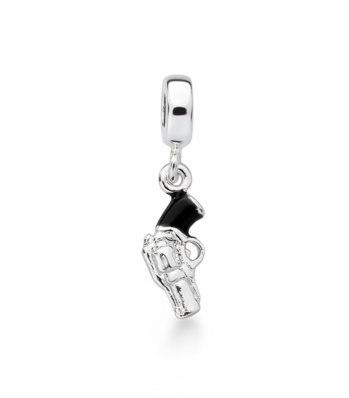 Charm Revolver Noir Plata 925
