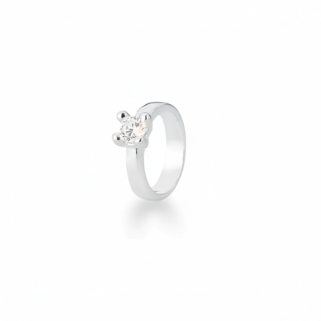 Charm Anillo Solitario en Plata 925