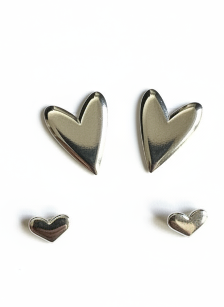 Set Caravanas Doble Corazón · Plata 925