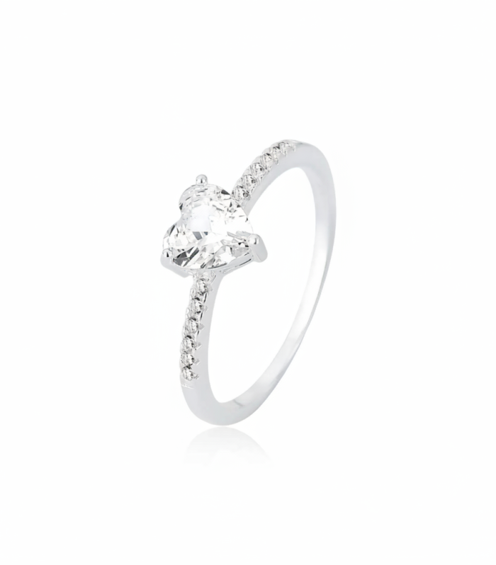 Anillo corazón circonia en plata 925