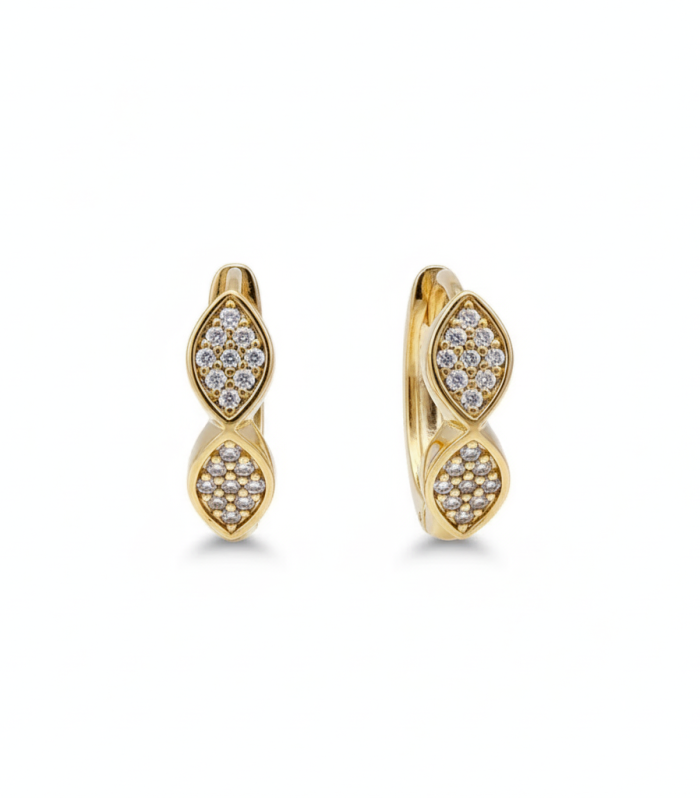Aros doble hoja con circonias dorado