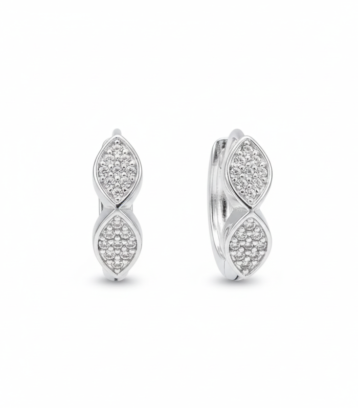 Aros hoja doble con circonias – plata
