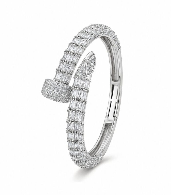 Brazalete Vértice en Plata 925 con Circonias Pavé