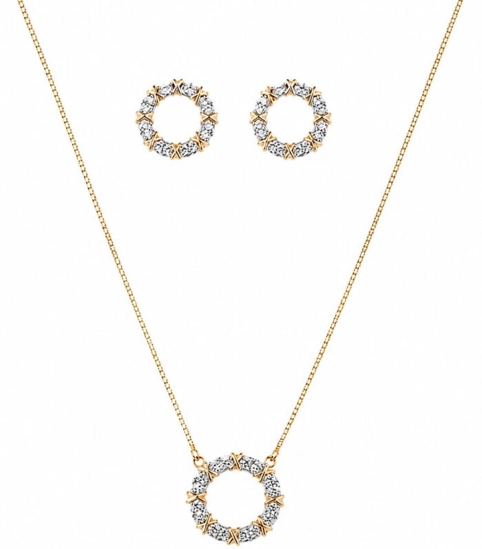 Conjunto Halo Radiante con Circonias (Collar y Caravanas)